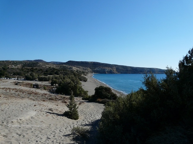 View to the east side of Komos beach in Crete
