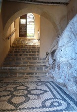 A beautiful mosaic welcomes the visitor to the monastery Kapsa in east Lassithi